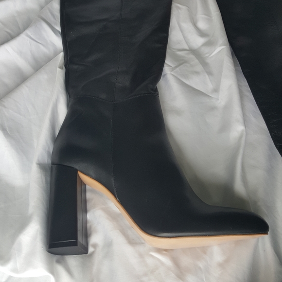 NWT ZARA Black Leather Heeled Boots - Picture 3 of 13